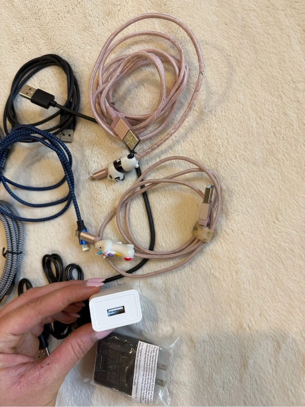 Assorted Charging Cables and Blocks